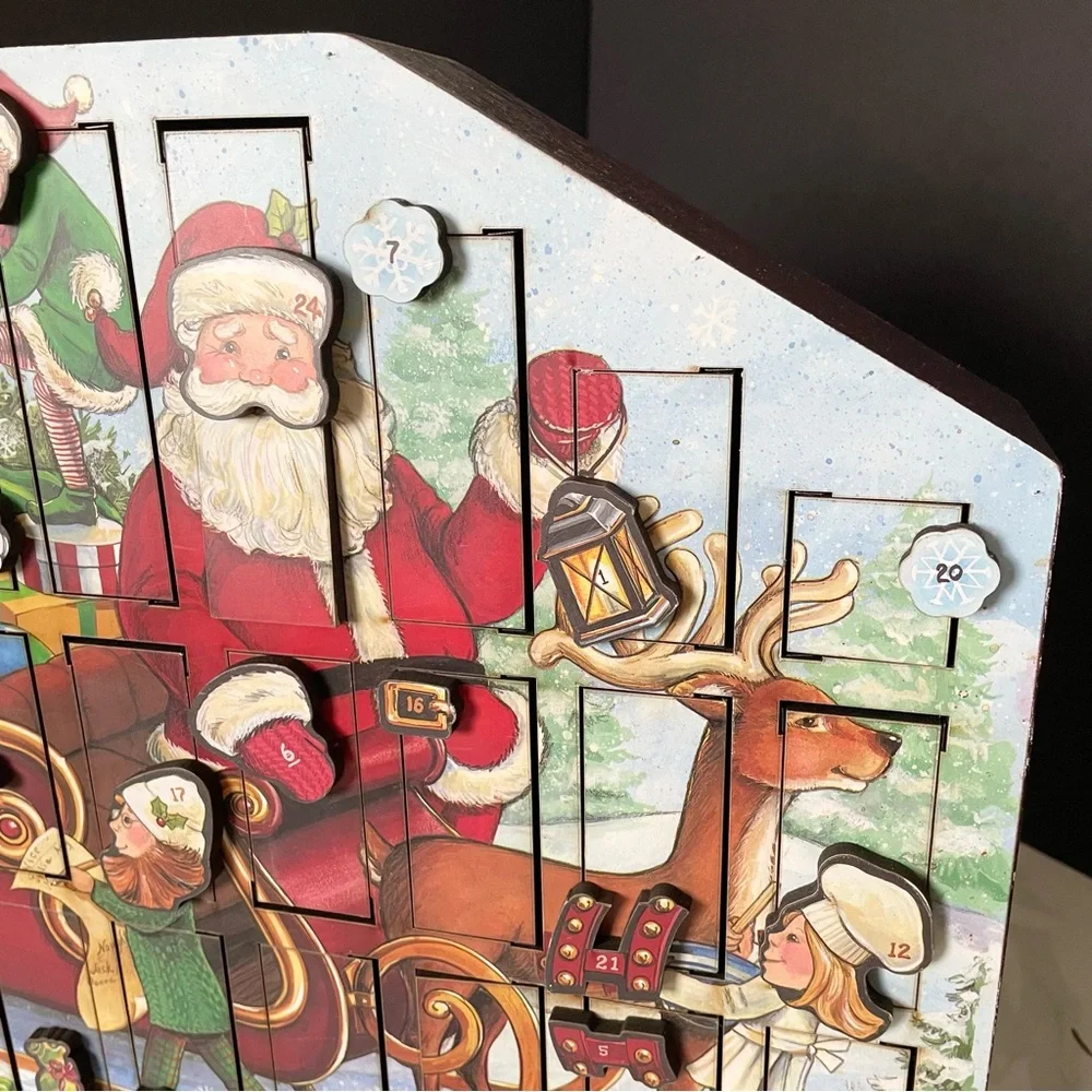 Santa with Elves & Sleigh Advent Calendar Box by Byers' Choice